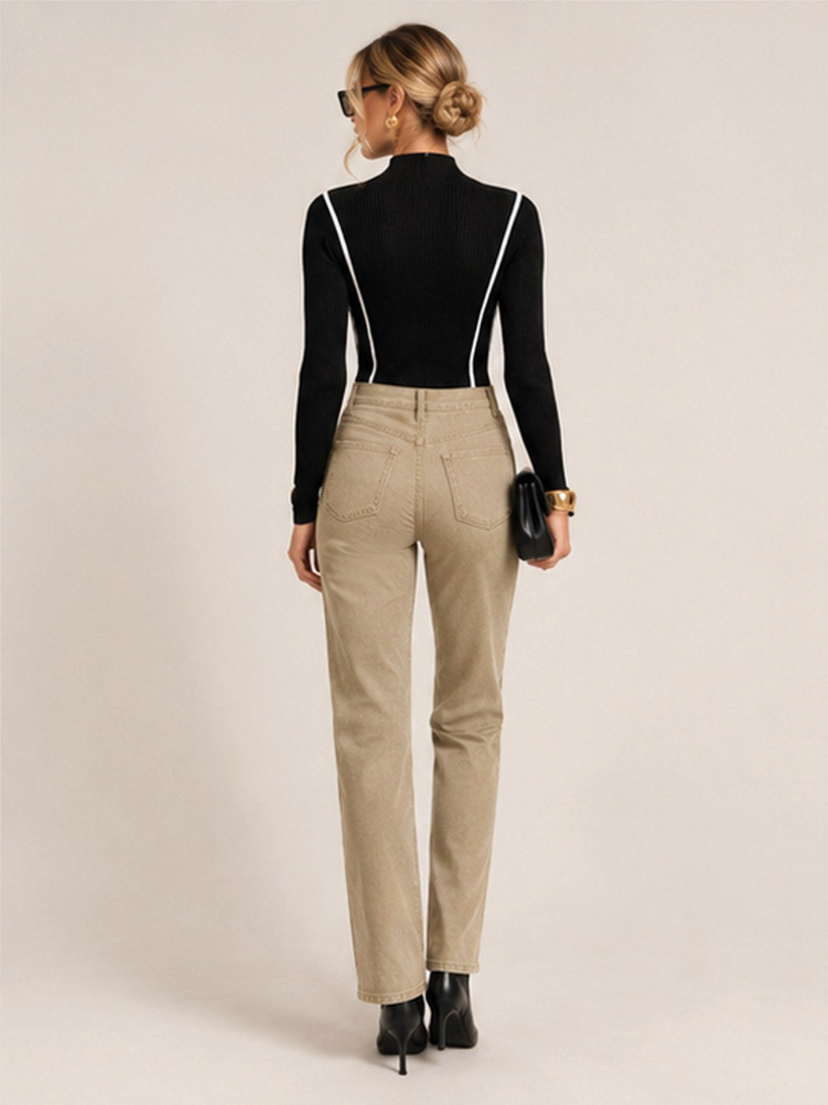High-waisted Straight-leg Casual Trousers