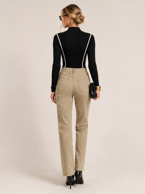 High-waisted Straight-leg Casual Trousers