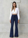 High-waisted, Hip-lifting, Drawstring Flared Jeans