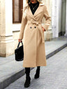 Long Coat Pockets Bandage A-line Coat