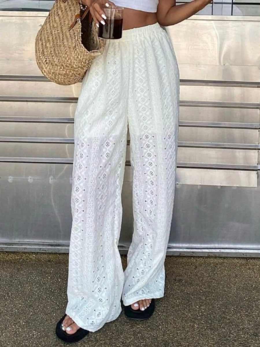 Lace High waist Straight Pants
