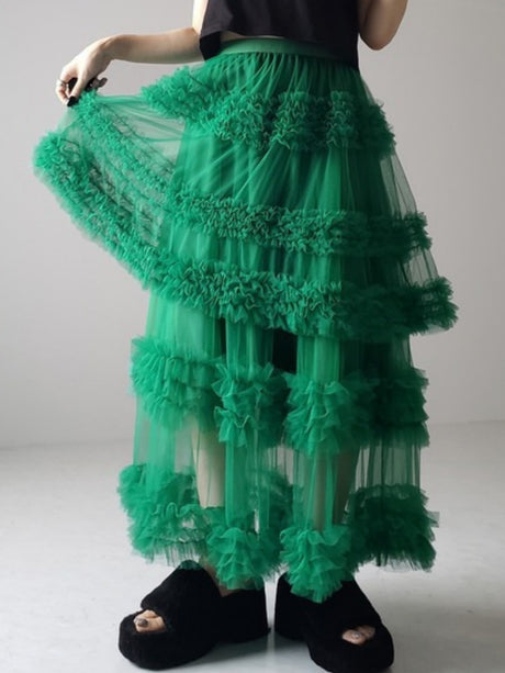 Mesh Three Floors Sweet A-line Skirt
