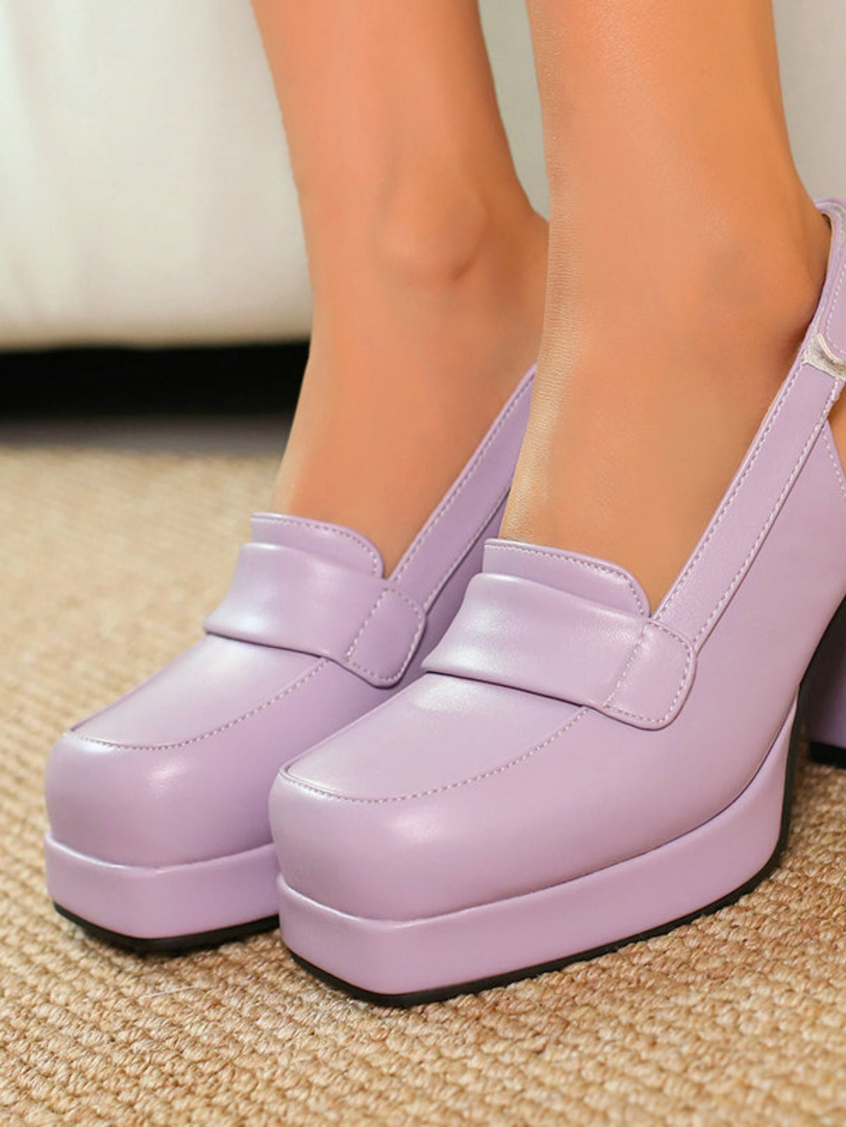 Platform Chunky Heels With Open Back