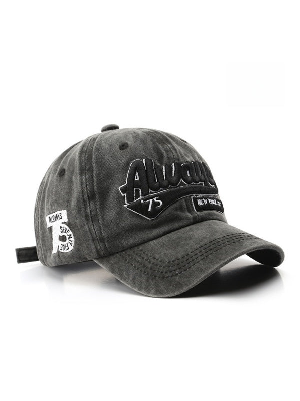 Washed Distressed Letter Embroidery Baseball Caps