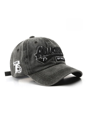 Washed Distressed Letter Embroidery Baseball Caps