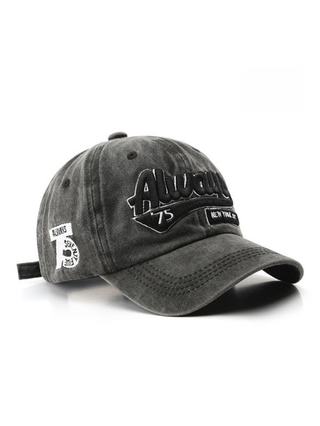 Washed Distressed Letter Embroidery Baseball Caps