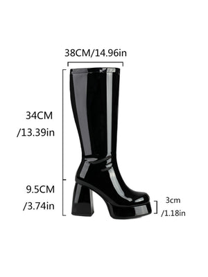 Colorful Platform High-heeled Fashion Mid-calf Boots