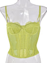 Lace Trim See-through Fishbone Backless Strapless Top Camisoles