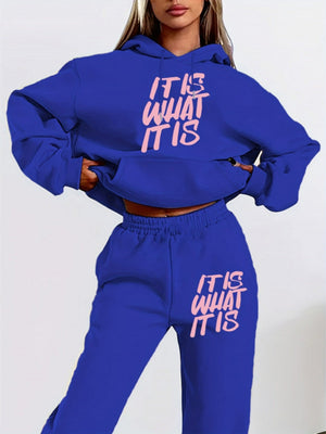 Printed Letter Leisure Hoodies Sweatpants 2-piece Sets