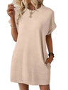 Pocket Crew Neck Short Sleeve Loose-fit Mini&Short Dresses