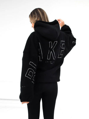 Fleece Letter Embroidery Thick Hooded Sweatshirt