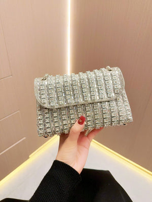 Liber Four Seasons ACC chain contrast color diamond underarm bag