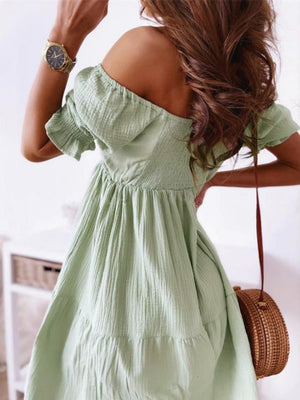 Loose-fit Hit Splicing Solid Color Mini&Short Dresses