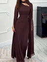Flying Sleeves Hollow Out Back Strap Maxi Dresses
