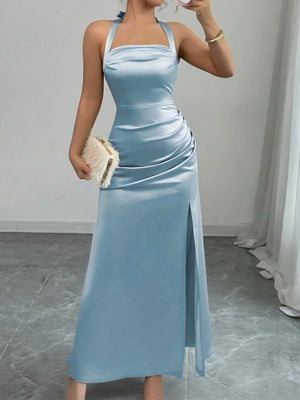 Backless Strapless Bodycon Long Dress With Slit