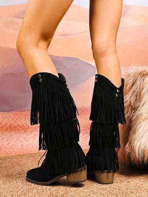 Retro High-top Tassel Women's Boots