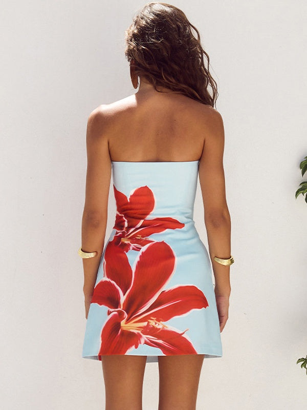 Liber Summer Women's Off-shoulder Flowers Mini&Short Dresses