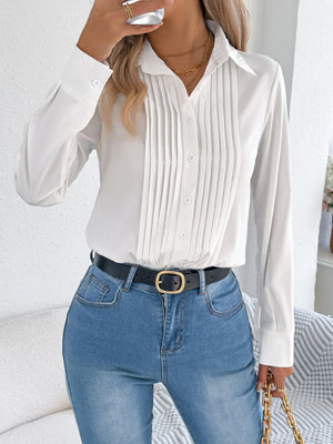 Langarm-Pendlerhemden mit geriffelten, einfarbigen Knöpfen