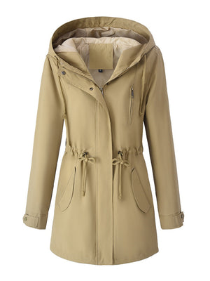 Mid-length Lightweight Raincoat Water Proof Mountain Climbing Outdoor Drawstring Windproof Trench Coats