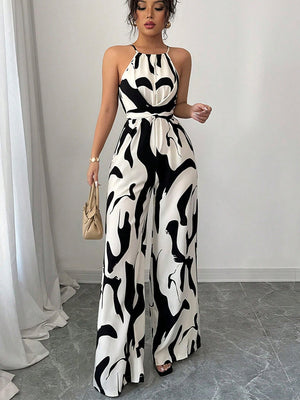 Milk-patterned Halter-neck Jumpsuit