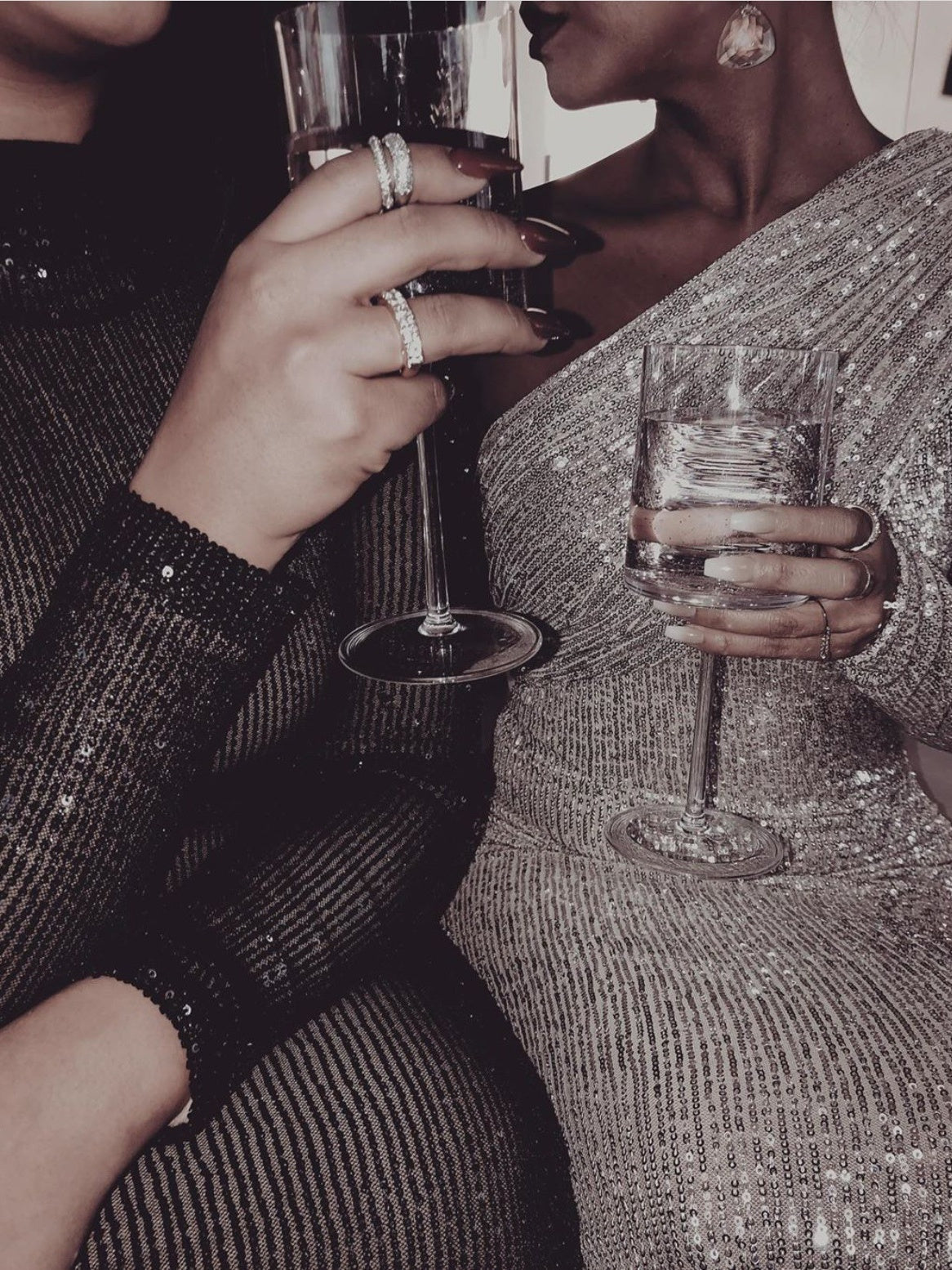 One Shoulder Bandeau Sequins Mini&Short Dresses