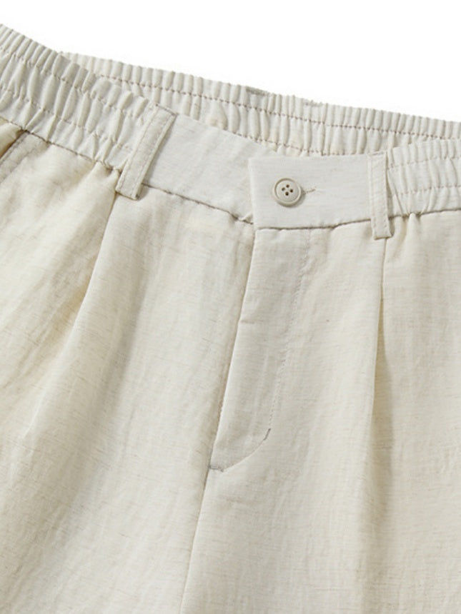 Linen Blend Straight-fit Breathable Pants