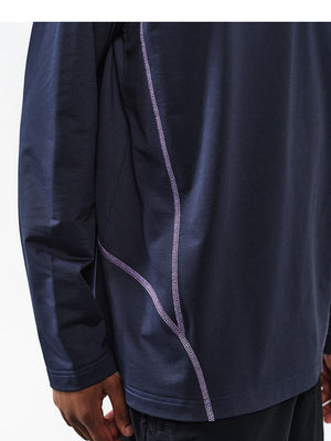 Liber Autumn Neutral wear Half zipper Solid Color T-shirts