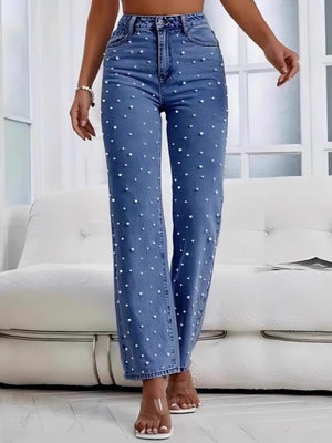 Washed Beaded Jeans