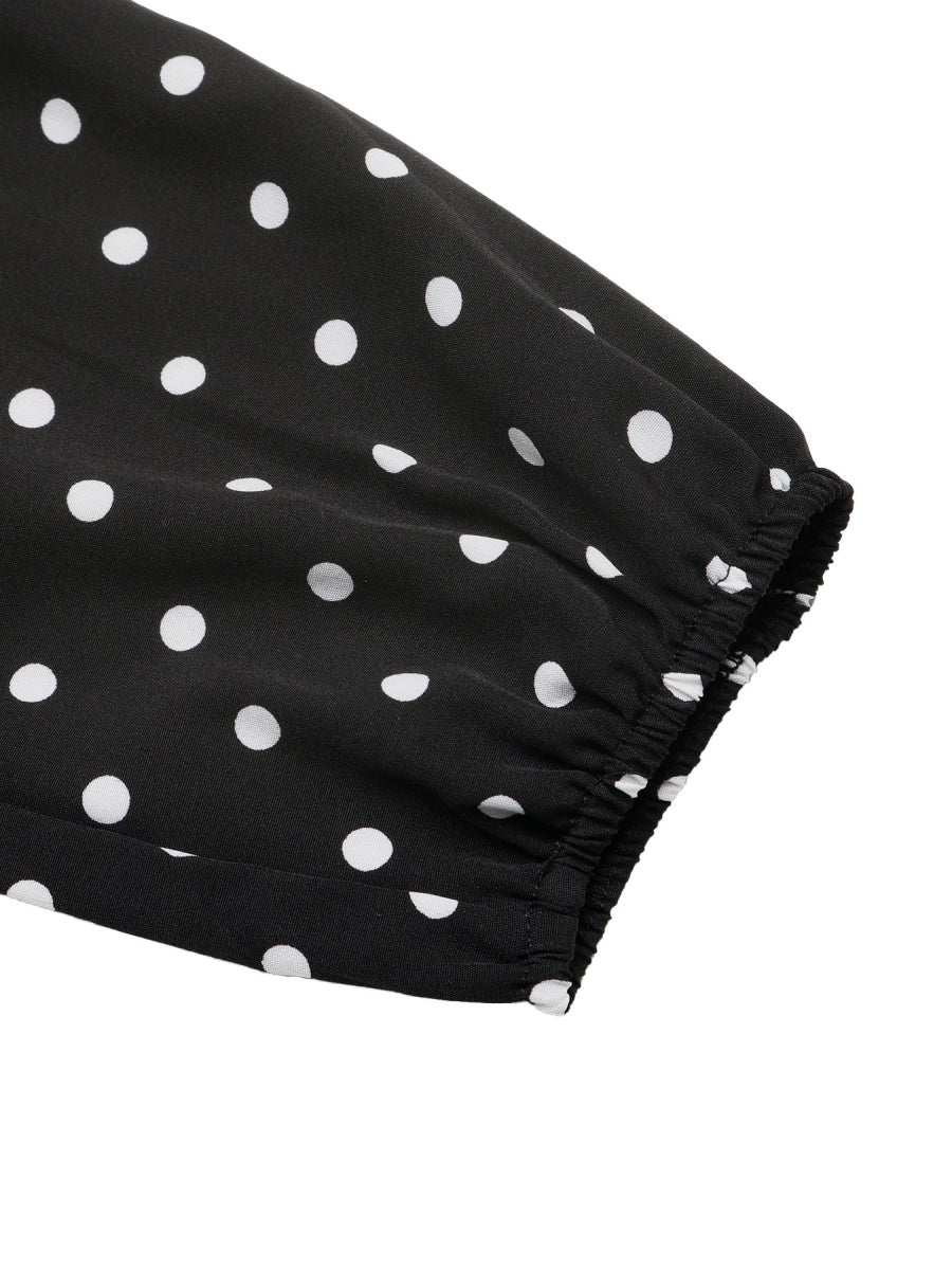 Lace-up Lace Polka Dots Splicing Polka Dots Maxi Dresses