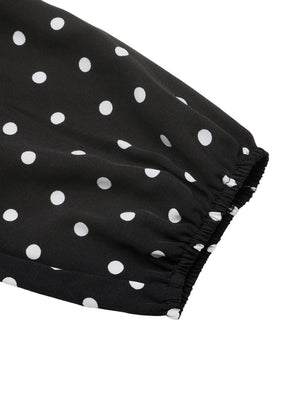 Lace-up Lace Polka Dots Splicing Polka Dots Maxi Dresses
