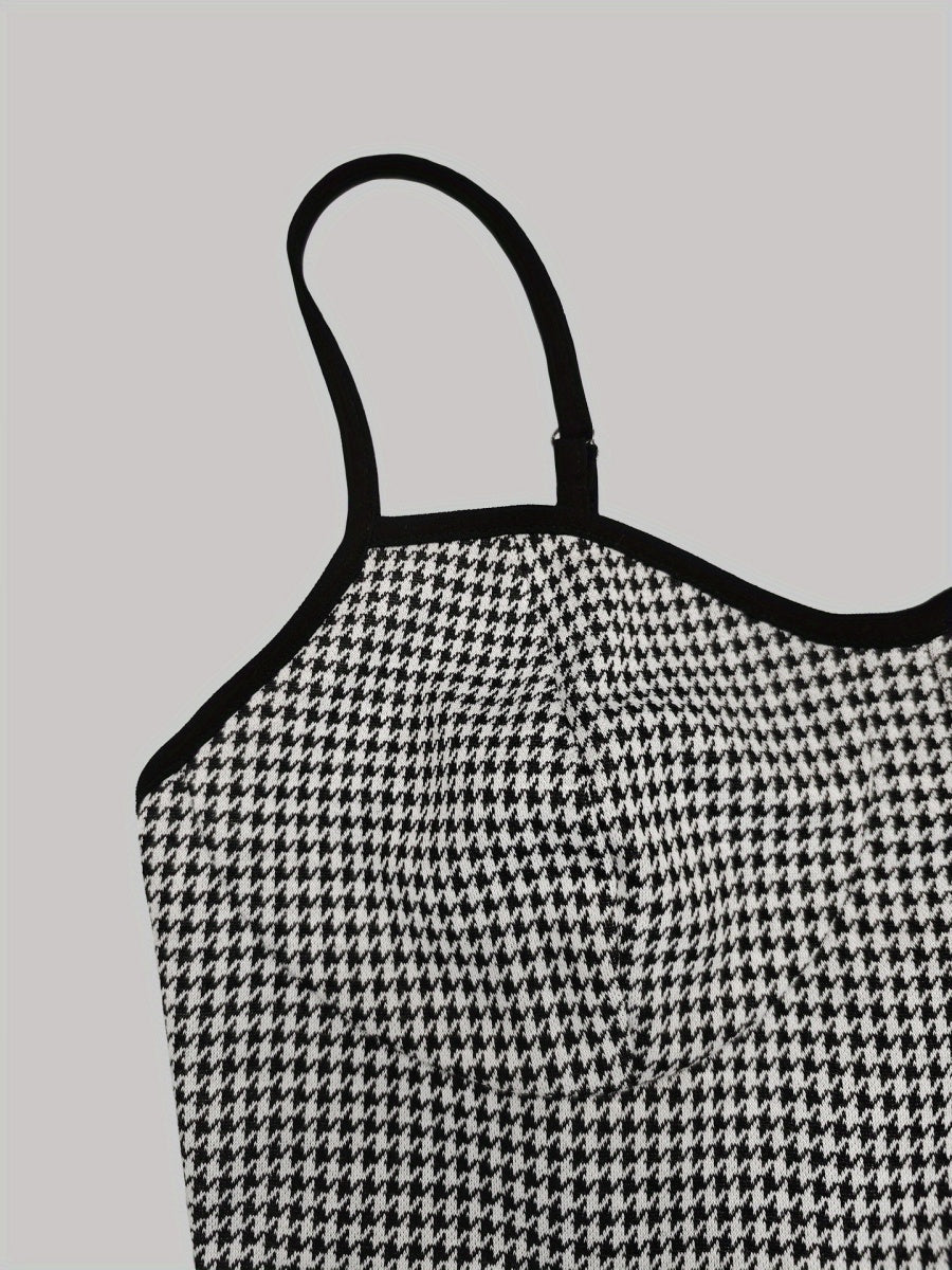 Plaid Camisoles Wide Leg Commuting Jumpsuits