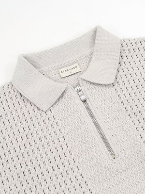Old Money Style Hollow Out Slim-fit Polo Shirts