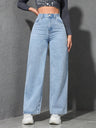 High Waist Wash Water Straight Jeans
