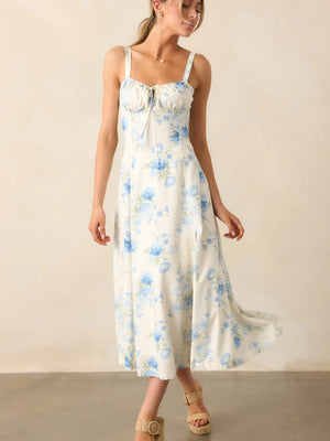 Floral Camisoles Bandage Temperament Slit Sexy Vacation And Leisure Maxi Dresses