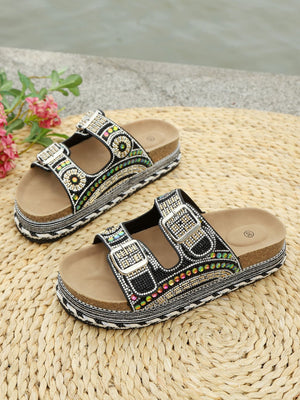 Colorful Rhinestone Platform Sandals
