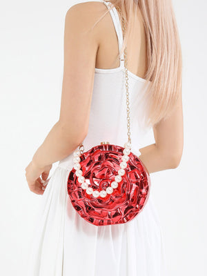 Flower-shaped Round Evening Shoulder Bag