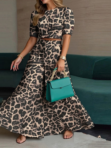 Cropped Buttons Jacket Wide-leg High-waisted Pants Set 2-piece Sets