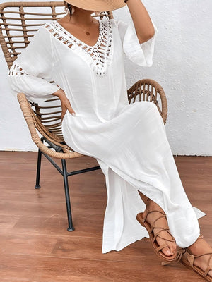 Hand-crocheted Patchwork Colorful Pom-poms Sexy Hollow-out Backless Loose Beachwear