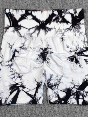 Seamless Tie-dye High-waisted, Tummy-flattening, And Butt-lifting Yoga Shorts