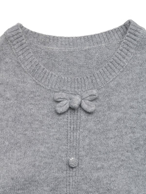 Bow-decorated Casual Sleeveless Sweater