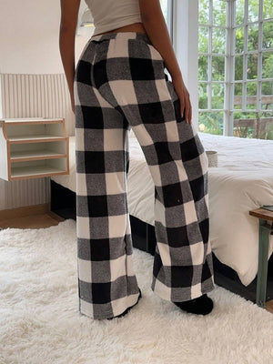 Basic Lace-up Soft Short Plush Elastic Waistband Loose Leisure Christmas Trousers