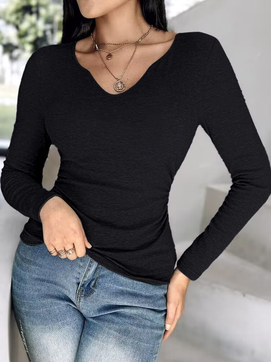 T-shirts unis à col rond et soutien-gorge intégré