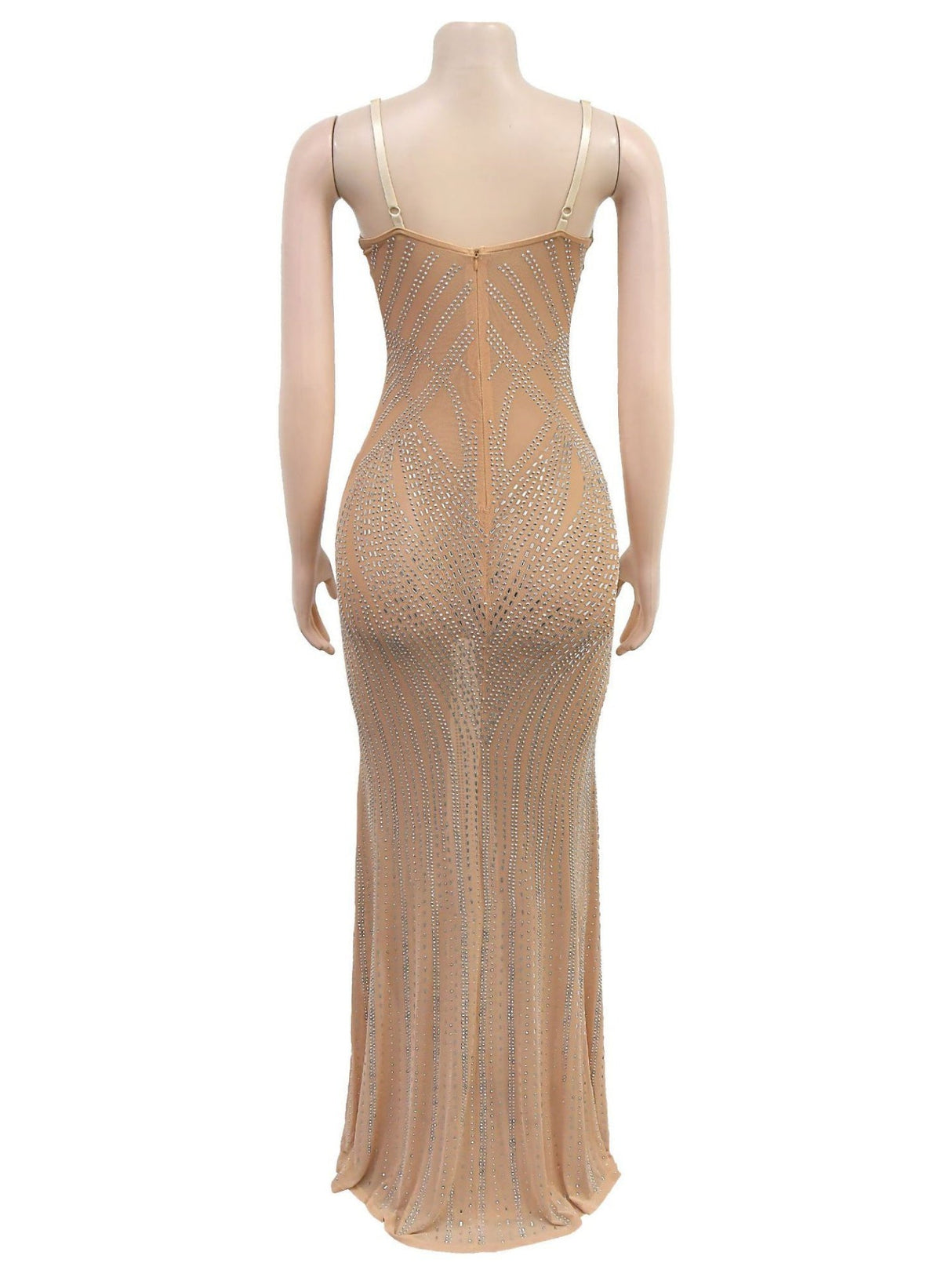 Sleeveless Bodycon Rhinestone Suspenders Slim-fit Party Shiny Maxi Dresses