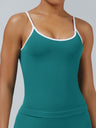 Color-blocked With Breast Pads Exercise Yoga Halter Top