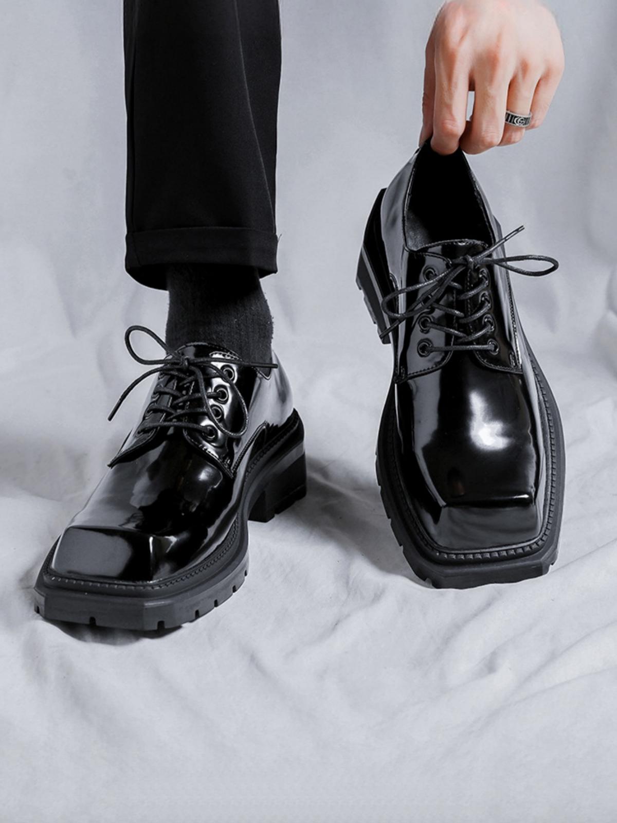 Trendy, Wide-toe, Platform, Lace-up Dress Shoes