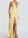 Deep V Halter Backless Maxi Dresses