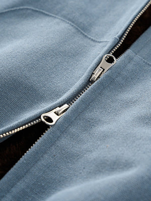 Short Plush Ins Contrasting Colors Hooded Zipper Jacket