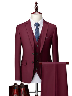 Slim-fit Business Suit Set 3-piece Sets