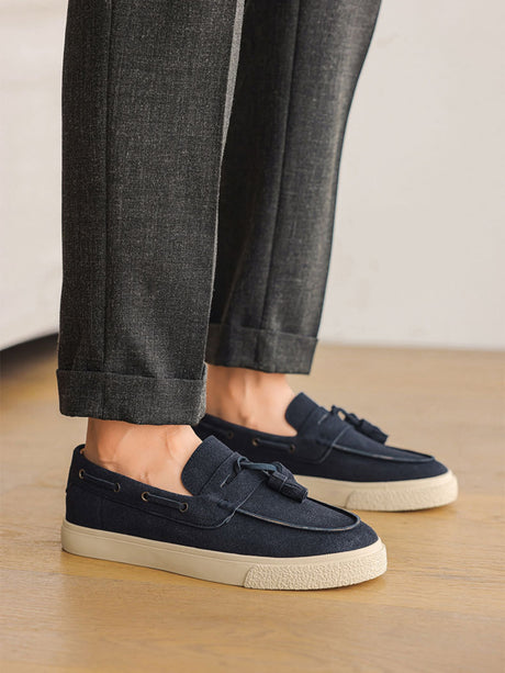 Color-blocked Tassel Slip-on Loafers