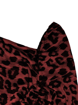 Long-sleeved, Slim-fit Leopard Print Drawstring Bodycon Top Mini&Short Dresses